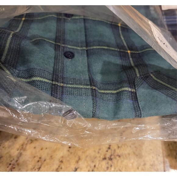 New! Lot of 2 Vtg Haband Jack Frost Flannel Shirt Mens M Blue Green Plaid Button - Picture 6 of 10